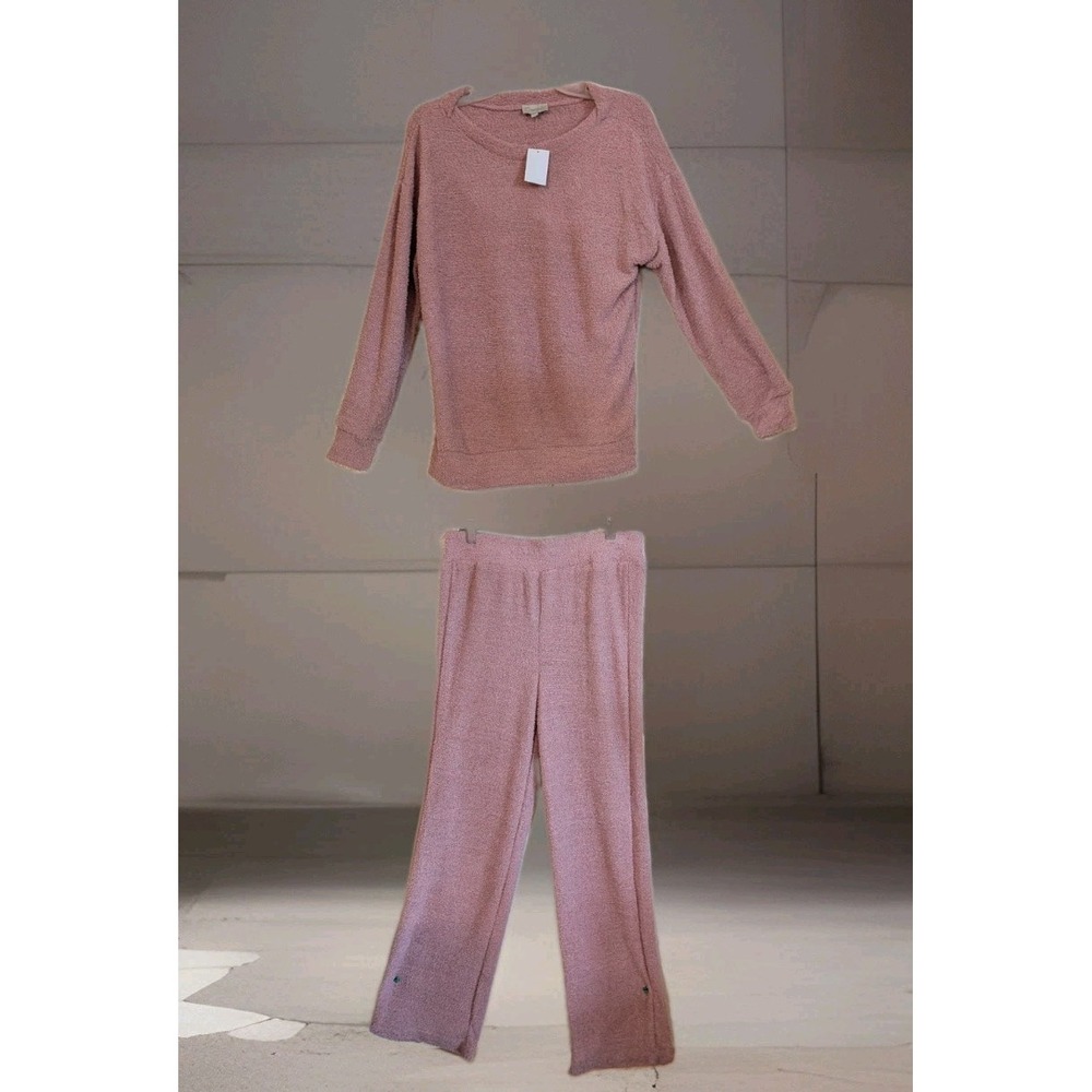 Chenault Women Lounge Set Wide Leg Tracksuit Dusty Rose Pink Terry 7036JS0170 L